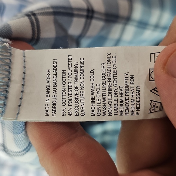 IZOD Men's Large Blue Plaid Button Down Shirt - Picture 6 of 7